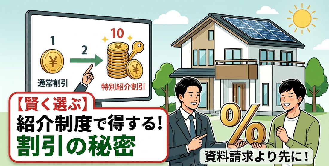 ハウスメーカーの紹介制度で通常割引より特別紹介割引が得になるイメージ